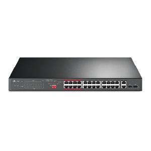 TL-SL1226P, TP-Link, 24-Port 10/100Mbps + 2-Port Gigabit Rackmount Switch with 24-Port PoE+