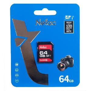  P600, NETAC, Memory Card, SDXC 64GB G-R  U1/C10 up to 90MB/s, retail pack.