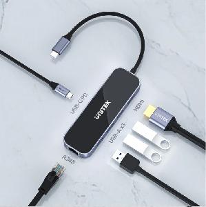 D1084A Unitek  6-in-1 Type C to 3xUSB, HDMI, RJ45, PD 100W, 15cm, 0.25Y