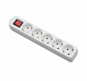 99482, White DEFENDER ES,  3.0m  Surge Protector, 10A,5 Sockets