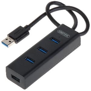 Y-3089, UNITEK 4-in-1 USB3.0 4-Port Hub, Black