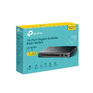 LS1210GP, TP-Link, 9-Port Gigabit Desktop Switch with 8-Port PoE+, 1× Gigabit SFP Port,61 W