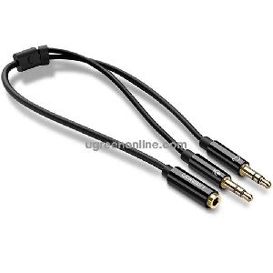 AV140 UGREEN (20898) 3.5mm 4-pin Male for Mic; 3.5mm, Male for Audio, 20cm Cable ABS Case (Black)