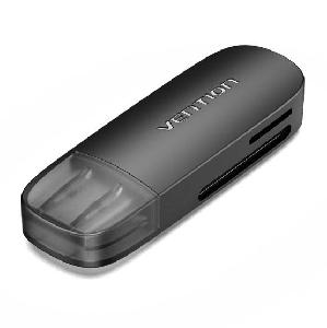 CLFB0 Vention 2-in-1 USB 3.0 A Card Reader(SD+TF) Black Single Drive Letter