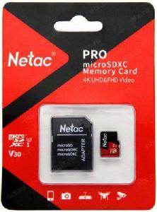  P500 Extreme Pro, NETAC, Memory Card, 64GB, MicroSDXC V30/A1/C10 up to100MB/s,retail pack with SD Adapter.