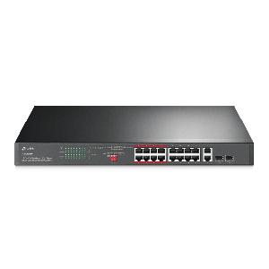 TL-SL1218P, TP-Link, 16-Port 10/100 Mbps + 2-Port Gigabit Rackmount Switch with 16-Port PoE+