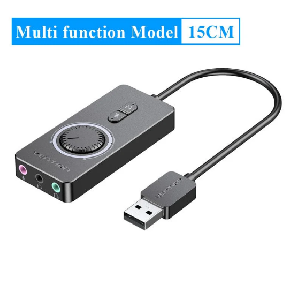 CDRBB, VENTION USB 2.0 External Stereo Sound Adapter with Volume Control 0.15M Black ABS Type