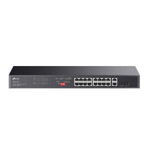 TL-SG1218MP, TP-LINK, 16× Gigabit PoE+ RJ45 ports, 2× Gigabit on-PoE RJ45 ports, and 2× Combo Gigabit SFP slots 802.3af/at