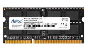 SO-DIMM NTBSD3N16SP-08, NETAC, Basic  DDR3L-1600 8G C11, 204-Pin,PC3-12800 1.35V JEDEC,Single Channel