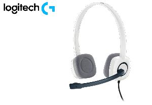 H150, Logitech Corded Stereo Headset - Cloud White - Dual Plug  L981-000350