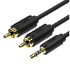  C9021BK, UNITEK, Cable, 1.5M, Male 3.5mm To RCA*2 Audio Cable, Black.