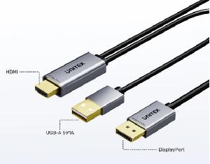  V1714A, UNITEK, Adapter, 1.8M, 4K 60Hz HDMI to DP Cable with USB Power Plug.