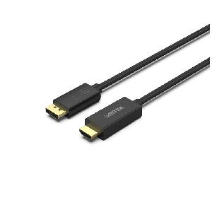 V1608A, UNITEK 1.8M, DP1.2 To HDMI 4K 60Hz Adapter Cable, Balck