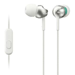 SOHSEX110APWT Sony Headphones In-Ear EX110 9mm Driver Deep Bass White incl. Microphone 36797