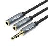  Y-C956ABK, UNITEK, Adapter, 0.2M, 3.5MM AUX Audio Cable - Male to 2*Female.