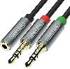 Y-C957ABK ,UNITEK, 0.2M, 3.5MM AUX Audio Cable - Female to 2*Male